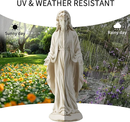 YOLENY Virgin Mary Statue Outdoor, 29.4 Inch Tall Garden Statue of Mary, All-Weather Outdoor Religious Blessed Mother Sculpture for Patio Yard Home Decor