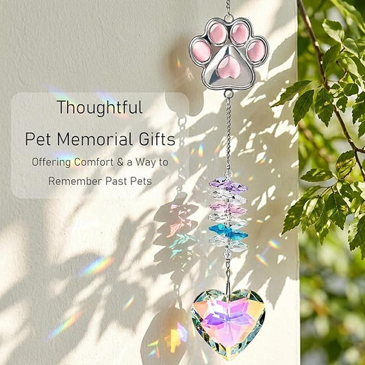 Gemstone Paw Crystal Suncatcher – Pet Memorial Gift for Loss of Dog, Sympathy Remembrance, Dogs & Cats Bereavement Keepsake