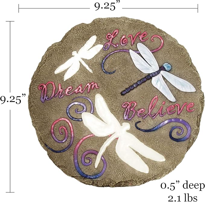 Spoontiques - Garden Décor - Dragonflies Stepping Stone - Decorative Stone for Garden