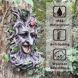 GARDEN WHISPER Tree Faces Bird Feeder Garden Decor Outdoor – Wild Tree Hugger Statues Yard Art Garden Decoration – Unique Old Man Bird Feeders for Outdoor & Fences，Whimsical Fairy Hugger Sculpture