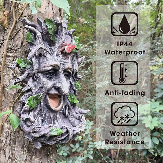 GARDEN WHISPER Tree Faces Bird Feeder Garden Decor Outdoor – Wild Tree Hugger Statues Yard Art Garden Decoration – Unique Old Man Bird Feeders for Outdoor & Fences，Whimsical Fairy Hugger Sculpture