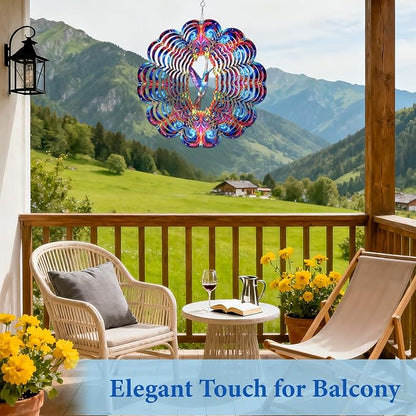 Wazzio Hummingbird Wind Spinner 12" Metal, Hummingbird Gifts for Women Mom Wife Grandma, Outdoor Indoor Hanging Ornament for Garden Porch Backyard Lawn, Gift for Birthday Thanksgiving Christmas