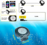 T-SUN Color Changing Submersible Pond Lights with APP and Remote Control, IP68 Waterproof Dimmable Timer Fountain Lights led Underwater for Koi Fish Tank Aquascape Waterfall Landscape(Set of 3)
