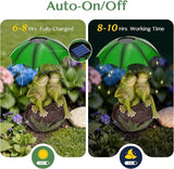 Solar Garden Statues Decor Frog Couple with LED Lights and Umbrella, Spring Outdoor Garden Statues, Frog Statue for Patio, Balcony, Housewarming, Yard Ornaments Gifts for Women