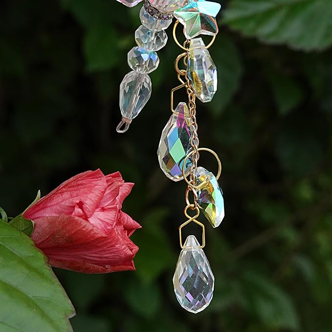 Dragonfly Crystal Suncatcher for Window Hanging - AB Colored Prism Rainbow Maker Ornament for Home Patio Garden Car Decor