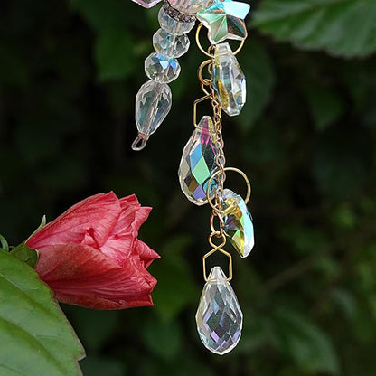 Dragonfly Crystal Suncatcher for Window Hanging - AB Colored Prism Rainbow Maker Ornament for Home Patio Garden Car Decor