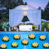 LACGO 12 PCS Waterproof Floating Lotus Light - Floating Flower Light Battery Operated Water Activated Warm White Pool Flower Lamp Wedding,Anniversary,Garden Decoration