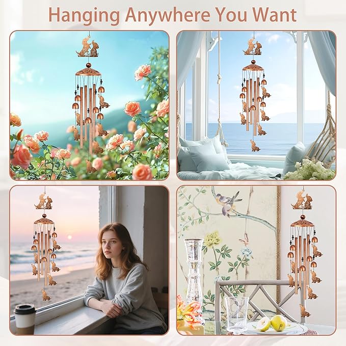 Dachshund Wind Chimes for Outside, Dachshund Gifts for Women Metal Windchimes Outdoors, Wiener Dog Floral Butterfly Design Home Garden Patio Yard Decor