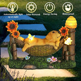 Afirst Solar Garden Outdoor Dog Statues Resin Figurine with Solar Lights Statue Decorations for Lawn, Patio, Balcony, Yard Ornament Mother's Day Gifts,Golden Retriever