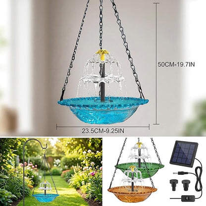 2026 Model Hanging Bird Bath Fountain | Outdoor Solar Bird Bath Fountains & Hummingbird Water Fountain | Solar Fountain for Bird Bath for Garden Patio Yard