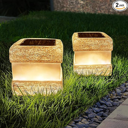 Larekook 2 Pack Solar Rock Light Christmas Decorations Outdoor,Solar Lights Outdoor Waterproof Fake Rock Garden Statue with LED Light for Lawn Landscape Pathway Yard Decor,Garden Gift for Women(Brown)