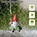 Garden Gnomes Outdoor Statue,Garden Gnome on Swing, Gnomes Decorations for Lawn Yard, Indoor and Outdoor Gnome Ornament for Christmas Tree Decor Halloween New Year. (Swing Gnome)