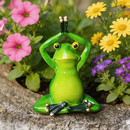 Yoga Frog Statue Outdoor Decor,5.5''(H) Yoga Frog Garden Sculptures for Yard Lawn,Resin Animal Figurines Home Porch Patio Table Art Decorations