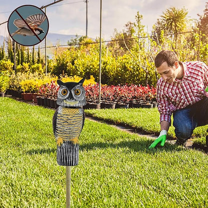 Glintoper Plastic Fake Owl Wagging Head Outdoor Statues 16.5 inch, Bird Scarecrow Horned Decoy, Bird Deterrents Scary Birds Away, Nature Enemy Pest Repellent for Outdoor Garden Yard Protectors