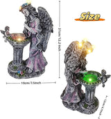 Evursua Garden Angel Decor 12 Inch Solar Fairy Outdoor Statue with Fountain Light Color Changing, Solar Lights Yard Decoration for Front Porch Flowerpot Patio Ornaments, Home Decor Gifts for New Year