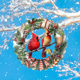 Metal Christmas Birds Wind Spinner Gift for Boy Girl Kids Colorful 3D Hanging Christmas Holly Wind Spinner for New Year Outdoor Garden Decor Animal Wind Sculptures