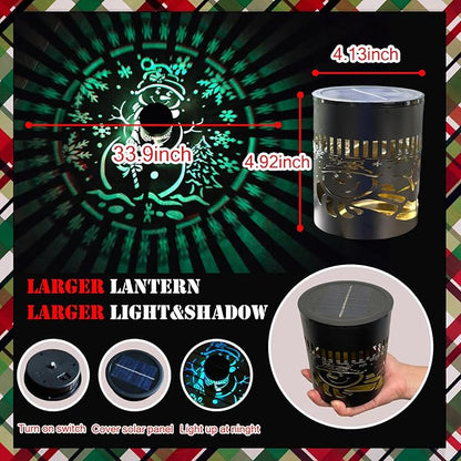 2 Pack Easter Decorations Christmas Solar Lantern Color Changing Snowman Theme Solar Lights - Metal Deck Step Ground Path Wall Fence Lights for Patio Backyard Yard Decor Easter Gifts for Women.
