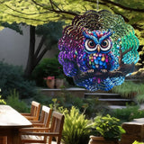 Wind Spinner Mandala 12 inch 3D Stainless Steel Laser Cut Metal Art Geometric Pattern Hanging Wind Spinner (Dreamy Owl)
