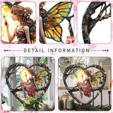 1PC Flower Fairy Acrylic Stained Glass Suncatcher Nature Heart-Shaped Magic and Butterfly Girls Suncatcher Hanging Decoration with Cord SunCatchers for Window Decor Outdoor Garden Decor Gift (red)