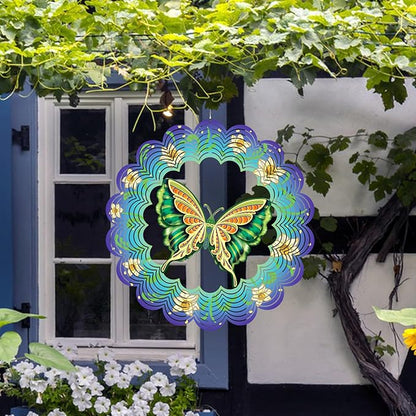 Bnesi Butterfly Wind Spinner Novel Butterfly Gifts for Women Metal Hanging Wind Spinner Butterfly Decor Metal Bird Wind Chimes Butterfly House Yard Art Garden Decor (Butterfly-B)