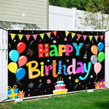 Happy Birthday Banner Backdrop Decorations Flag Outdoor 71x44 Inch,Colorful Rainbow Birthday Bunting for Boys Girls Indoor Home Party Supplies,Yard Sign Photography Background