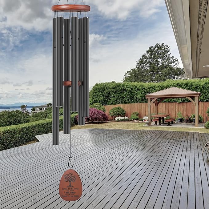 Sympathy Memorial Wind Chimes for Loss of Loved One,41 inch Large Wind Chimes Outside Deep Tone,Ideal Memorial/Bereavement/Sympathy Gift for Condolence and Funeral (Black)