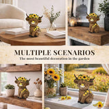 TISEJOY Highland Cow Decor 8", Highland Cow Statues for Garden Decor, Outdoor Indoor Table Desk Decor, Garden Statues for Patio Yard Lawn Windowsill and Backyard, Garden Gifts for Mom, Friends