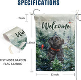 Welcome Winter Garden Flags Black Lab Garden Flag Cardinal Birds on Snowy Pine Tree Flag Labrador Dog Yard Flags for Outside 12x18 Double Sided Christmas Decorative Lawn Flags
