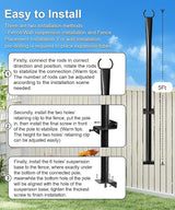 4 Pack String Light Poles for Deck, 5Ft Heavy-Duty Metal Deck Light Poles for Outside with Fixing Clips, Lighting Hanging Post Accessories for Patio Decor Garden Backyard Yard Fence Porch Decorations