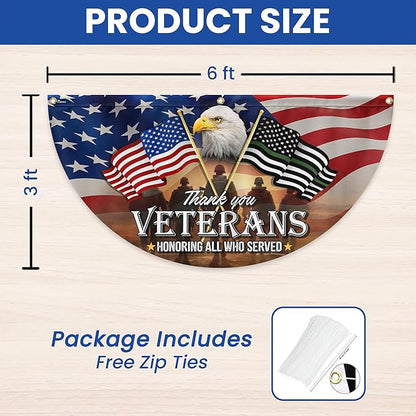 FLAGWIX Outdoor American Army Veteran Flag - Non-Pleated American Fan Flag Bunting 3x6 ft - Veteran Gifts for Men Women, Patriotic 4th of July Memorial Day Decorations Outdoor for Home Garden Decor