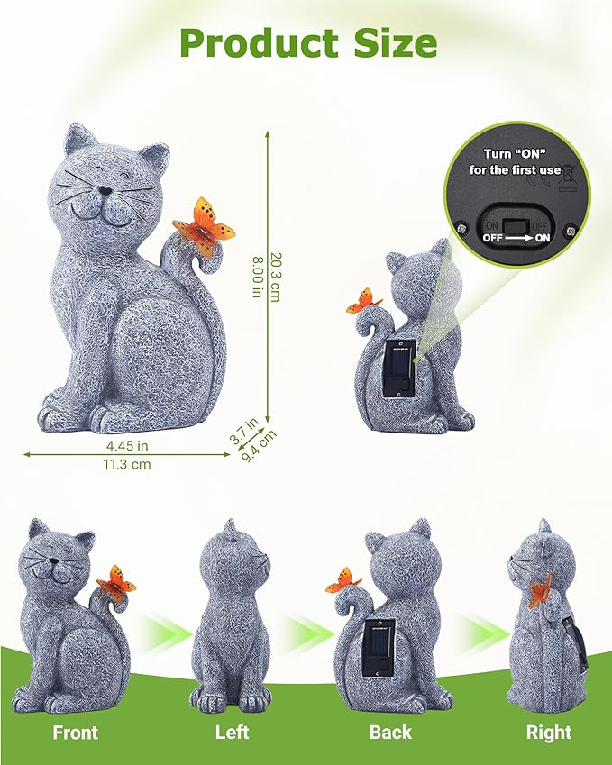 Nacome Cat Outdoor Statues for Garden: Outside Decor with Butterfly Clearance for Yard Art Lawn Ornaments Porch Patio Balcony Home House for Grandma Mom Women