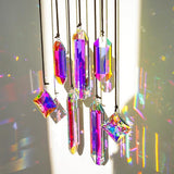 HDCRYSTALGIFTS Set 7 Crystal Sun Catcher Prisms, AB Colored Suncatcher Crystals Indoor Window Hanging Ornaments Rainbow Maker Prisms for Home Garden Decor
