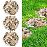 River Rock Stepping Stones Outdoor for Garden Walkway, 10 inch 3 Pcs Hexagon Shape Paver Step Stones Polished Pebble River Stone Mat for Yard Lawn Patio Pathway Walk Way - Multi-Color