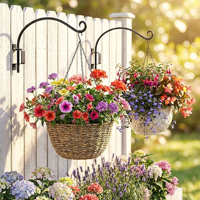 Lifyzoon Swivel Bird Feeder Hanger for Outside: 2 Packs 16-Inch Swivel Plant Hooks for Outdoor, 60lbs Weight Capacity - Weather-Resistant Wall Hook for Wind Chimes, Flower Basket, Birdhouse