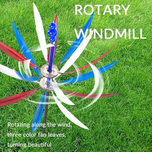 360° Outdoor Wind Spinner, Garden Pinwheels Metal Wind Sculpture Spinner with Gardens Stake, Rotating Windmill Yard Art Decor for Patio, Lawn & Garden (Color)
