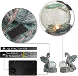 TERESA'S COLLECTIONS Dragon Outdoor Statues with Solar Crackle Globe Light, Resin Bronze Gothic Garden Decor,Touching Magic Ball Resin Lawn Ornaments for Patio Yard Decorations Gifts for Mom Dad, 6"