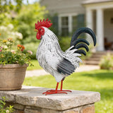 Ratuor Rooster Garden Statue Sculpture Metal Chicken Yard Decor Outdoor Figurines Patio Backyard Decoration (White)