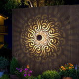 2 Pack Solar Fence Lights Metal Solar Powered Outdoor Wall Deck Step Lights Mandala Theme Waterproof Fence Light for Garden Post Patio Backyard Yard Decor, Gardening Gifts for Women Mom Grandma