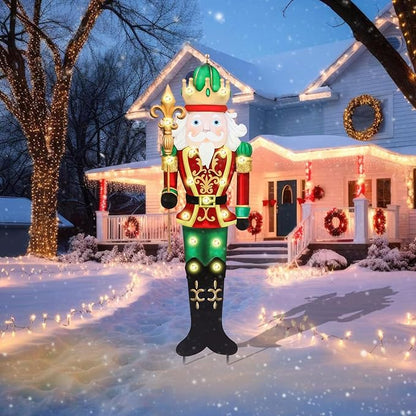 WONDER GARDEN Christmas Metal Yard Stakes, Lighted Nutcracker Soldier, Outdoor Christmas Decorations for Lawn Party Outside