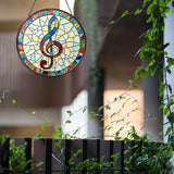Musical Stained Glass Window Hanging Music Design Sun Catcher Musician Decor Music Teacher Gifts for Women Christmas Suncatchers for Home Windows Hanging Decoration, 7.87inch