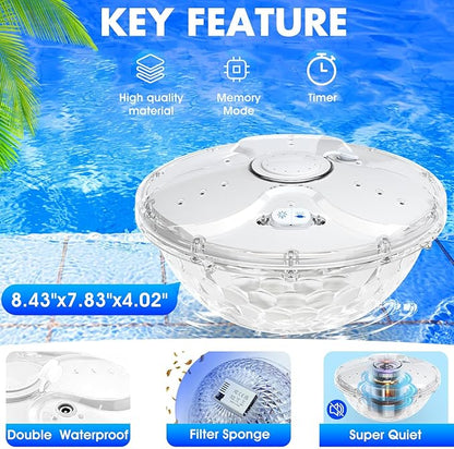 ChlorStar Pool Fountain with Remote,Floating Pool Fountain with Lights Show,Above Ground Pool Water Fountains Pump with Anchor, Floating Swimming Pool Fountains for Inground Pool,Pond -1PC(White)