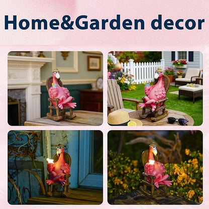 Goodeco Solar Flamingo Statue Outdoor - Perfect Relaxing Fairy Garden Gifts, Great as Birthday or Mom Gifts - 8.1 inches Tall, Pink