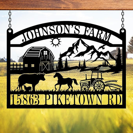 Custom Metal Ranch Sign, Outdoor Ranch Sign, Metal Hanging Farm Signs,Custom Farm Sign,Personalized Metal Farm and Ranch Signs, Custom Outdoor Hanging Sign for Farmhouse Decor and Gifts