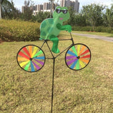 3D Animal on Bike DIY Windmill, Lawn Yard Garden Colorful Wind Spinner Decor (Tortoise)