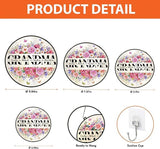Personalized Grandma Floral Suncatcher, Custom Grandchildren Names Round Window Hanging, Stained Glass Style Flower Ornament, Mother’s Day Keepsake Decor for Grandma