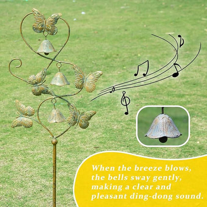 Butterflies Garden Stakes with Bells - Decorative Outdoor Yard Art, Decorative Garden Stakes for Outside Garden, Patio, Flower Bed, Pathway.