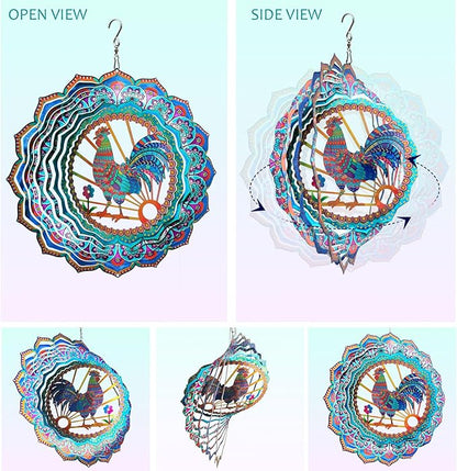 Aoedelyart Rooster Wind Spinner for Yard and Garden,12in Wind Spinners Outdoor Rooster Gifts,Chicken Gifts for Women Mother Grandma Wife Men Father,Garden Decor Metal Hanging Yard Art Wind Sculpture