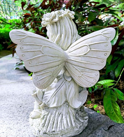 12.8" Outdoor Angel Fairy Statue for Garden – Resin Fairy Figurine, Weather-Resistant Yard Art Decor, Garden Angel Sculpture, Patio Lawn Ornament, Gift for Mom, Grandma, White Finish