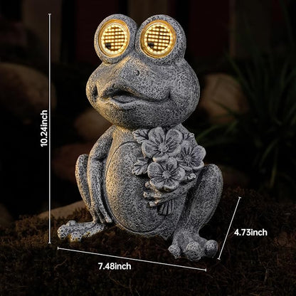 Solar Powered Frog Statue Lights, Frog Figurines Outdoor Garden Decor, Outdoor Patio Decor, Patio Porch Lawn Backyard Decor, Gardening Birthday Gifts for Daughters and Moms