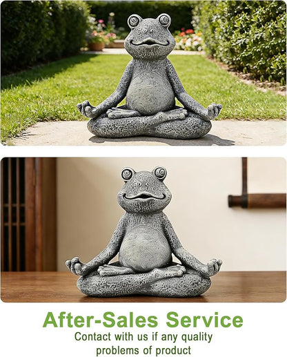 Nacome Meditating Frog Miniature Figurine, Zen Yoga Frog Statue Ornament - Indoor/Outdoor Garden & Home Decoration, 5 inch (Grey)